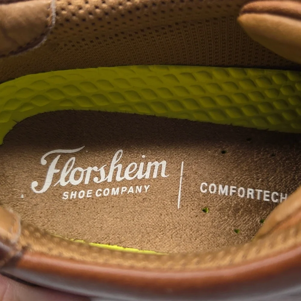 Florsheim Comfortech Leather Sneakers Men 10M Cognac Brown Casual Dress Shoes